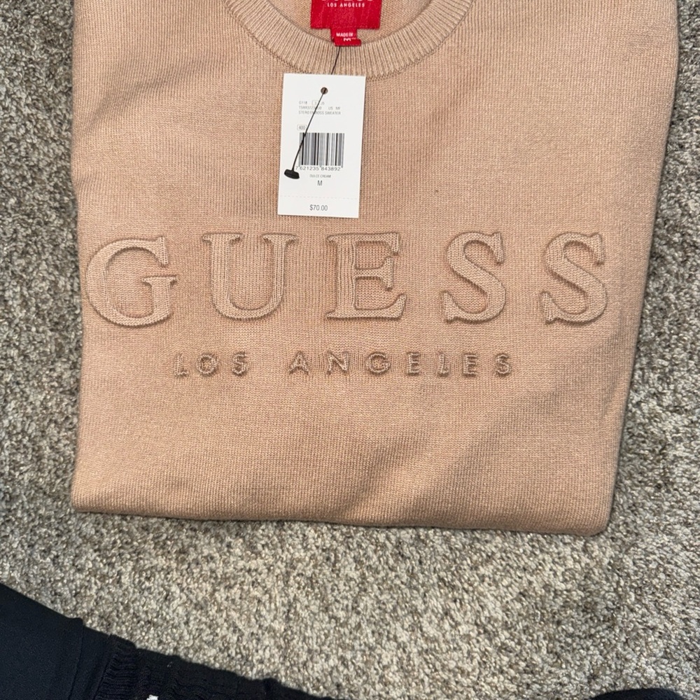 GUESS Men's Beige Crewneck Sweater